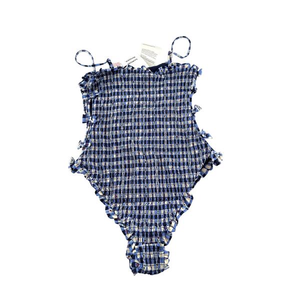 Damson Madder Navy Blue Margot Gingham Betty Swimsuit Size 14 - Picture 8 of 10